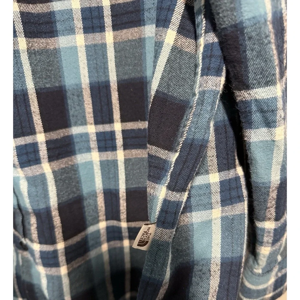 The North Face Flannel Button Up Shirt Men's Size 2XL Blue Plaid Long Sleeve